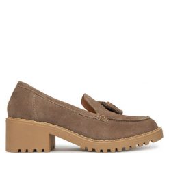 Półbuty Lasocki. Szare półbuty damskie Lasocki, bez wzorów, bez obcasa, na obcasie, bez zapięcia. Za 229.99 zł.