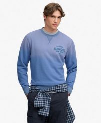 Superdry Bluza Block Text z dekoltem okrągłym, bawełna-poliester. Niebieskie bluzy damskie Superdry, l, bez wzorów, z bawełny, bez ramiączek, bez kaptura. Za 365.95 zł.
