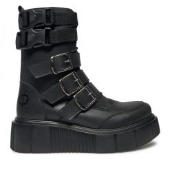 Botki Altercore. Czarne botki damskie Altercore, bez wzorów, bez obcasa, na koturnie, bez zapięcia. Za 679.99 zł.