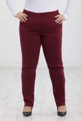 Bordowe spodnie Nilda z prostą nogawką wysoki stan PLUS SIZE XXL. Czerwone spodnie materiałowe damskie Nasi partnerzy, bez wzorów, z elastanu, biznesowe, z podwyższonym stanem, plus size, krótkie. Za 159.90 zł.