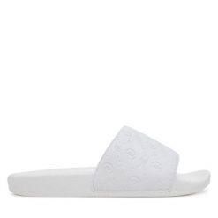 Klapki Just Cavalli. Białe klapki damskie Just Cavalli, bez wzorów, bez obcasa, bez zapięcia. Za 229.99 zł.
