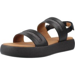 Sandały GEOX D CAMALEI Czarny. Czarne sandały damskie Geox, bez wzorów, z syntetyku, bez obcasa, bez zapięcia. Za 332.99 zł.