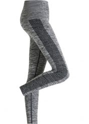 "Legginsy bezszwowe shape ""wyszczuplające brzuch"", silny stopień modelowania sylwetki". Szare bielizna sportowa damska bonprix, bez wzorów. Za 72.99 zł.