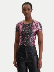 Versace Jeans Couture T-Shirt 80HAH602 JS552 Różowy Slim Fit. Czerwone t-shirty damskie Versace Jeans Couture, xs, bez wzorów, z jeansu, bez kołnierzyka, bez ramiączek. Za 659.99 zł.