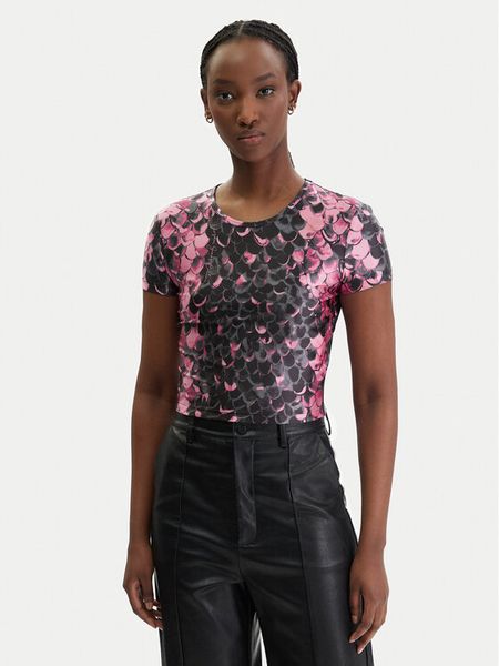 Versace Jeans Couture T-Shirt 80HAH602 JS552 Różowy Slim Fit. Czerwone t-shirty damskie Versace Jeans Couture, xs, bez wzorów, z jeansu, bez kołnierzyka, bez ramiączek. Za 659.99 zł.