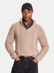Tommy Jeans Sweter DM0DM22103 Brązowy Regular Fit. Brązowe swetry męskie Tommy Jeans, m, bez wzorów, z bawełny, bez kołnierzyka, bez ramiączek. Za 559.99 zł.