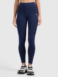 Legginsy treningowe bawełniane damskie granatowe 4F S Granatowy. Niebieskie legginsy damskie 4F, bez wzorów, z bawełny. Za 79.99 zł.