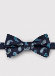 PAKO LORENTE – Granatowa mucha męska we wzór paisley. Krawaty i muchy Pako Lorente, bez wzorów, z poliesteru, eleganckie. Za 69.99 zł.