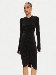 NORMA KAMALI Sukienka koktajlowa KK1243PLD25001 Czarny Slim Fit. Czarne sukienki damskie Norma Kamali, xs, bez wzorów, z syntetyku, wizytowe, bez kołnierzyka, bez ramiączek. Za 629.99 zł.