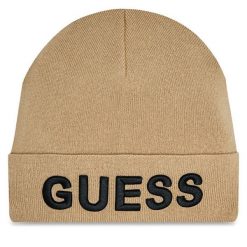 Czapka Guess. Brązowe czapki męskie Guess, na zimę, z aplikacjami. Za 189.99 zł.