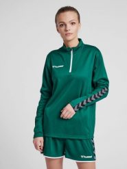 Bluza do piłki nożnej damska Hummel demi-zip hml AUTHENTIC. Szare bluzy damskie Hummel, na wiosnę, l, bez wzorów, z materiału, eleganckie, bez ramiączek, bez kaptura. Za 171.35 zł.
