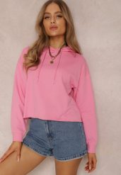Różowa Bluza Palanthe. Czerwone bluzy damskie Renee, xl, bez wzorów, casualowe, bez ramiączek, z kapturem. Za 29.99 zł.