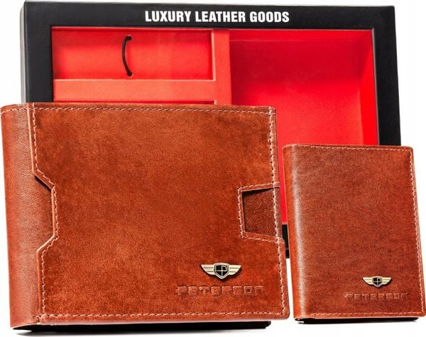 Peterson Zestaw Prezentowy: Skórzany Portfel Męski, Etui I Brelok. Portfele męskie Peterson, bez wzorów. Za 234.00 zł.
