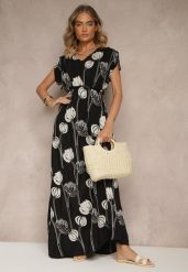 Czarna Sukienka z Wiskozy Ozdobiona Haftami Lumamire. Czarne sukienki damskie Renee, na co dzień, l, bez wzorów, z wiskozy, bez kołnierzyka, bez ramiączek, maxi, proste. Za 159.99 zł.