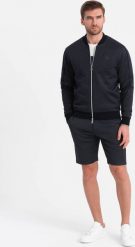 Ombre Komplet męski kurtka + szorty z dzianiny żakardowej - granatowy V1 Z73 XXL. Niebieskie kurtki męskie Ombre, m, bez wzorów, z dresówki, bez kaptura. Za 399.99 zł.