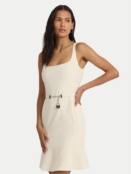 Lauren Ralph Lauren Sukienka letnia 250933462003 Écru Slim Fit. Sukienki damskie Lauren Ralph Lauren, na lato, bez wzorów, z syntetyku, bez kołnierzyka, bez ramiączek. Za 1,349.00 zł.