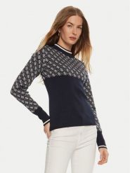Guess Sweter W3BR81 Z37K0 Błękitny Slim Fit. Niebieskie swetry nierozpinane damskie Guess, xs, z aplikacjami, z syntetyku, bez kołnierzyka, bez ramiączek. Za 199.99 zł.