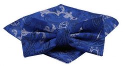 Męska Mucha z Poszetką Alties - Niebieska w Orientalny Wzór. Niebieskie krawaty i muchy Alties, bez wzorów, eleganckie. Za 54.00 zł.