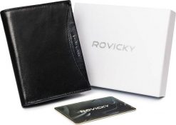 Rovicky Portfel męski z naturalnej skóry licowej z przegródką na zdjęcie Rovicky Nie dotyczy. Portfele męskie ROVICKY, bez wzorów, ze skóry. Za 118.26 zł.