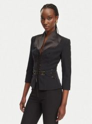 Elisabetta Franchi Marynarka GI-202-61E2-V590 Czarny Regular Fit. Czarne marynarki i żakiety damskie Elisabetta Franchi, bez wzorów, z syntetyku, bez kołnierzyka, bez ramiączek. Za 2,509.00 zł.