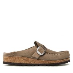 Klapki Birkenstock. Szare klapki damskie Birkenstock, bez wzorów, bez obcasa, bez zapięcia. Za 493.99 zł.