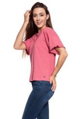 MUSTANG T SHIRT DAMSKI Alina C Ruffle 1009446 8271. Czerwone t-shirty damskie Mustang, s, bez wzorów, bez kołnierzyka, bez ramiączek. W wyprzedaży za 39.99 zł.