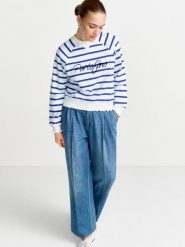 Rich & Royal Bluza Kobiety Bawełna niebieski|biały, XS. Białe bluzy damskie Rich & Royal, xs, bez wzorów, z bawełny, bez ramiączek, bez kaptura. Za 329.95 zł.