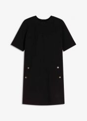 Sukienka ołówkowa z elastanem. Czarne sukienki damskie bonprix, bez wzorów, z elastanu, eleganckie, bez kołnierzyka, bez ramiączek, ołówkowe. Za 54.99 zł.