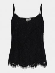 YAS Top Perla 26032812 Czarny Regular Fit. Czarne topy damskie YAS, xs, bez wzorów, z syntetyku, bez kołnierzyka, bez ramiączek. Za 249.99 zł.