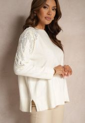 Jasnobeżowy Sweter z Wiskozą i Modalem Ozdobiony Cekinami i Perłami Iveara. Brązowe swetry nierozpinane damskie Renee, na zimę, bez wzorów, z wiskozy, casualowe, bez kołnierzyka, bez ramiączek. Za 99.99 zł.