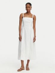 Guess Sukienka letnia W6GK44 W1884 Biały Regular Fit. Białe sukienki damskie Guess, na lato, xs, z aplikacjami, z bawełny, bez kołnierzyka, bez ramiączek. Za 694.99 zł.