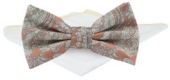 Męska Mucha w Komplecie z Poszetką - Chattier - Blada Pomarańcza. Krawaty i muchy Chattier, bez wzorów, eleganckie. Za 65.00 zł.