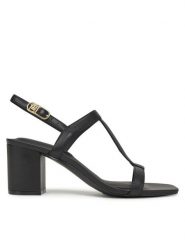 Tommy Hilfiger Sandały Leather Block Heel Sandal FW0FW08532 Czarny. Czarne sandały damskie Tommy Hilfiger, bez wzorów, ze skóry, bez obcasa, na słupku, bez zapięcia. Za 529.99 zł.