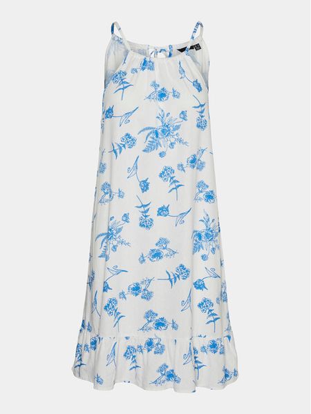 Vero Moda Sukienka letnia Mymilo 10303634 Biały Regular Fit. Białe sukienki damskie Vero Moda, na lato, m, bez wzorów, ze lnu, bez kołnierzyka, bez ramiączek. Za 159.99 zł.