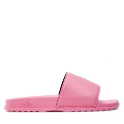 Klapki HUGO. Czerwone klapki damskie Hugo, bez wzorów, bez obcasa, bez zapięcia. Za 229.99 zł.