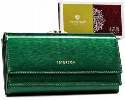 Portfel skórzany Peterson PTN 421028-SH zielony. Zielone portfele damskie Peterson, ze skóry. Za 134.00 zł.