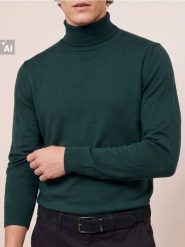 Klasyczny golf z bawełną - zielony. Zielone swetry męskie Sinsay, l, bez wzorów, z bawełny, klasyczne, bez kołnierzyka, bez ramiączek. Za 49.99 zł.