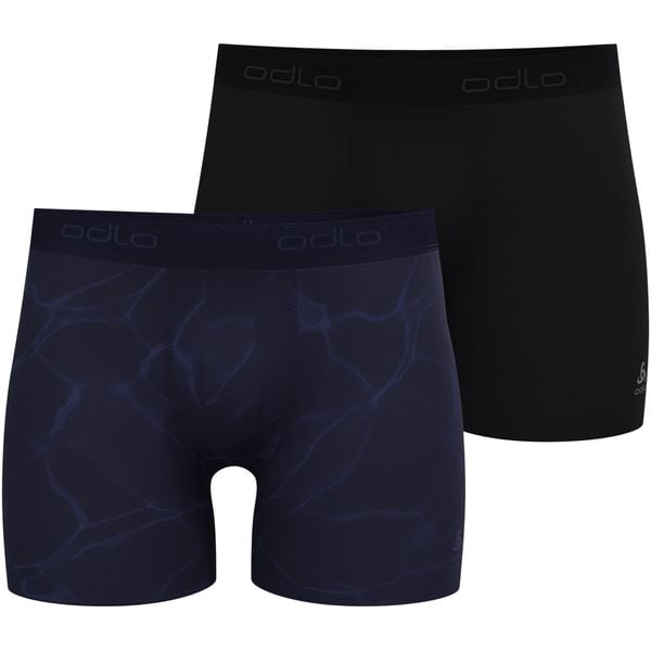 Bokserki męskie Odlo ACTIVE F-DRY GRAPHIC 2 PACK. Czarne bokserki męskie ODLO, bez wzorów, z elastanu. Za 299.99 zł.