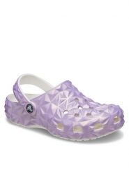 Crocs Klapki Classic Iridescent Geo Clog 209841 Fioletowy. Fioletowe klapki damskie Crocs, bez wzorów, z tworzywa sztucznego, bez obcasa, bez zapięcia. Za 199.99 zł.