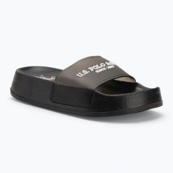 Klapki damskie U.S. Polo Assn. AMAMI009A. Czarne klapki damskie U.S. Polo Assn., bez wzorów, z materiału, sportowe, bez obcasa, bez zapięcia. Za 99.99 zł.