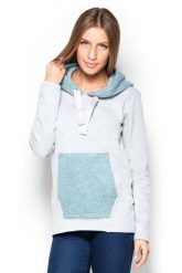 Bluza Kangurka z Niebieskimi Elementami. Niebieskie bluzy damskie Katrus, l, bez wzorów, z bawełny, bez ramiączek, bez kaptura. Za 199.00 zł.