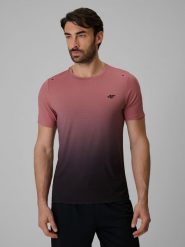 4F Koszulka treningowa regular szybkoschnąca męska - koralowa XXL. Pomarańczowe t-shirty męskie 4F, m, bez wzorów, z materiału, bez kołnierzyka, bez ramiączek. Za 129.99 zł.