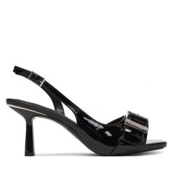 Sandały DKNY. Czarne sandały damskie DKNY, bez wzorów, bez obcasa, na szpilce, bez zapięcia. Za 619.99 zł.