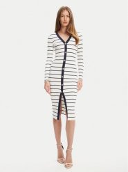 Guess Sukienka dzianinowa W5YK98 Z2YK2 Biały Slim Fit. Białe sukienki damskie Guess, xl, z aplikacjami, z dzianiny, bez kołnierzyka, bez ramiączek. Za 369.99 zł.
