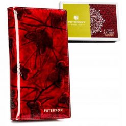 Portfel damski Peterson PTN 421431-BF czerwony. Czerwone portfele damskie Peterson, ze skóry. Za 109.99 zł.