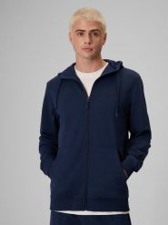 4F Bluza dresowa regular z kapturem męska - granatowa XXL. Niebieskie bluzy męskie 4F, m, bez wzorów, z dresówki, z kapturem. Za 169.99 zł.