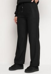 Czarne Szerokie Spodnie Dresowe z Ociepleniem i Sznurkiem Nelannea. Czarne spodnie dresowe damskie Born2be, bez wzorów, z dresówki, eleganckie. Za 39.99 zł.