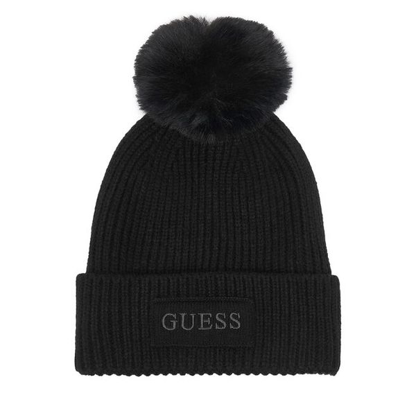 Czapka Guess. Czarne czapki damskie Guess, na zimę, z aplikacjami. Za 154.99 zł.