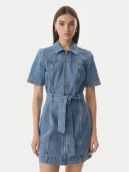 Calvin Klein Jeans Sukienka jeansowa LV047G738G Niebieski Slim Fit. Niebieskie sukienki damskie Calvin Klein Jeans, l, bez wzorów, z bawełny, bez kołnierzyka, bez ramiączek. Za 409.99 zł.