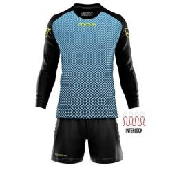 Komplet bramkarski dla dorosłych Givova Kit Manchester niebiesko-czarny. Czarne bluzy męskie Givova, xs, bez wzorów, sportowe, bez ramiączek, bez kaptura. Za 231.99 zł.